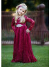 Long Sleeve Burgundy Lace Floor Length Flower Girl Dress Long Sleeve Burgundy Lace Floor Length Flower Girl Dress